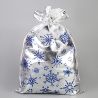 Подарочный мешок Деда Мороза &laquo;Снежинки&raquo;, серебро, 60 х 40см