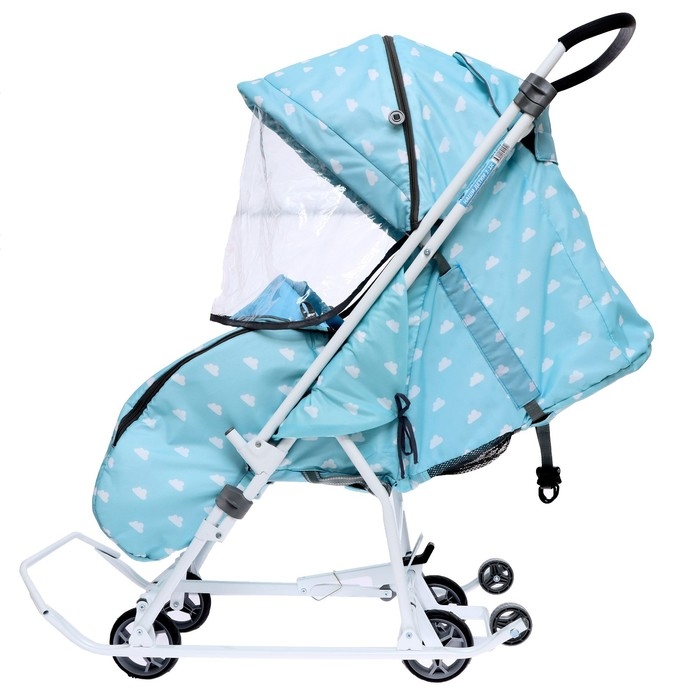 Санки-коляска &laquo;Наши детки 3-1К&raquo;, принт с облачками, цвет голубой