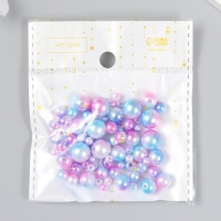 Бусины для творчества пластик "Круглые. Градиент. Русалка голубая" d=3-8 мм, набор 10 гр