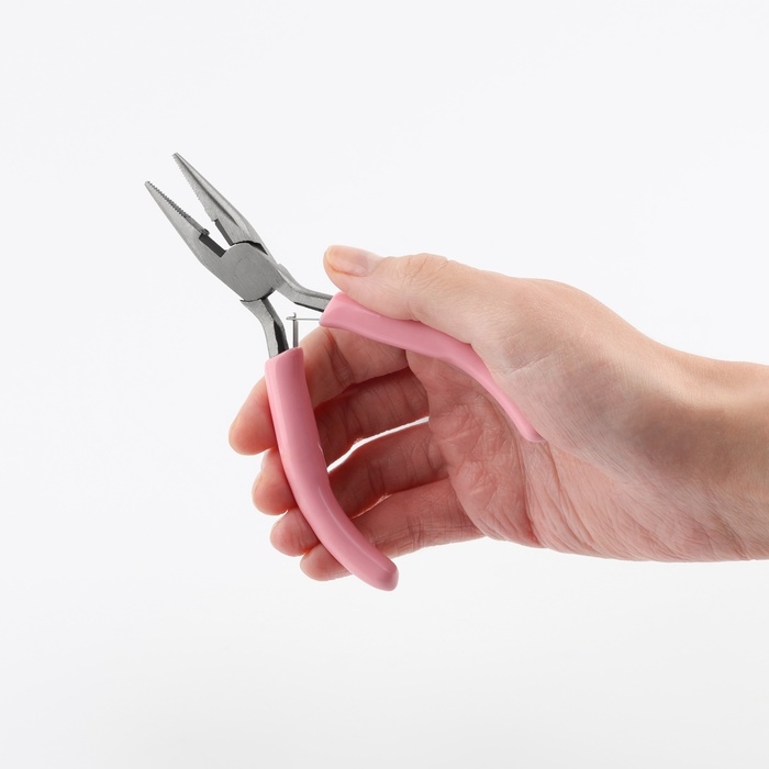 Тонкогубцы с зазубринами, для рукоделия, 12,5 &times; 6,5 см, цвет серебряный/розовый