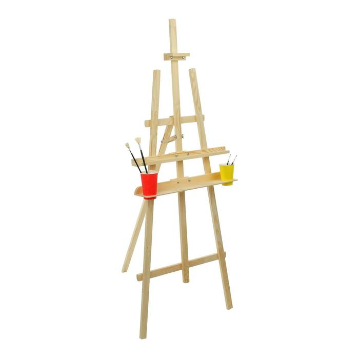 Мольберт тип &laquo;Лира&raquo; 175 х 62 см, (полка 60 х 12 см, с двумя подстаканниками), с бегунком, неокрашенное дерево, Calligrata №7