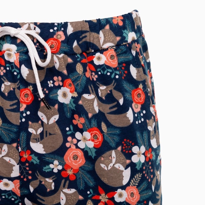 Брюки женские с принтом, цвет синий, размер 56