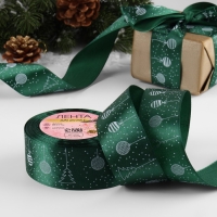 Новый год! Лента атласная «Ёлочные игрушки», 40 мм, 23 ± 1 м, цвет тёмно-зелёный №49 Новый год! Лента атласная «Ёлочные игрушки», 40 мм, 23 ± 1 м, цвет тёмно-зелёный №49