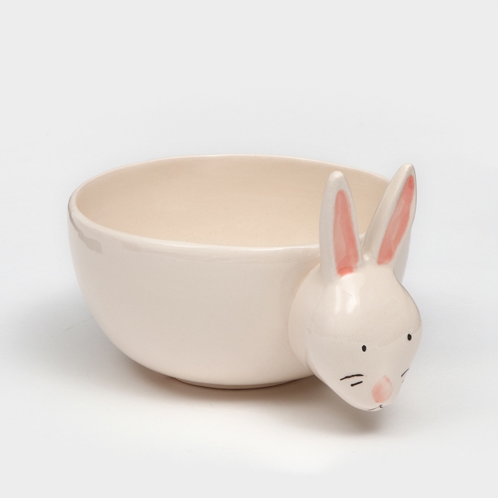 Тарелка глубокая &laquo;Зайчик&raquo;, бежевая, керамика, d=18 см, 1,6 л, Иран