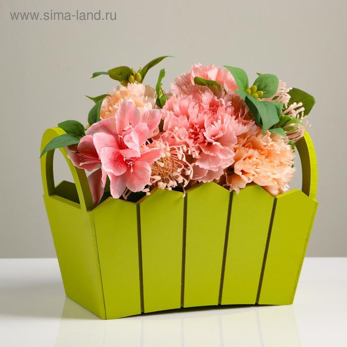 Кашпо деревянное 25×16×17 см Кашпо деревянное 25×16×17 см "Мария", ручки боковые, МДФ, фисташка