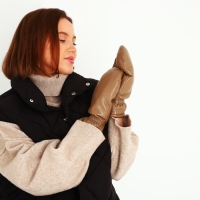 Варежки женские, безразмерные, с утеплителем, цвет коричневый Варежки женские, безразмерные, с утеплителем, цвет коричневый