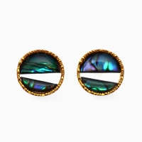 Серьги &laquo;Галиотис&raquo; круг, зелёные в золоте
