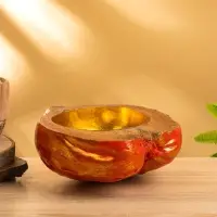 Чаша из кокоса, 24х22х10 см, красный-золотой