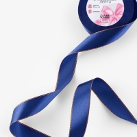 Лента атласная, с золотым люрексом, 25 мм, 23&plusmn;1 м, синяя №038