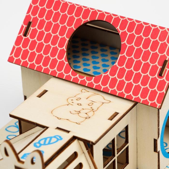 Комплекс-площадка для грызунов с 2 домиками и горкой, фанера, 19 х 14 см Комплекс-площадка для грызунов с 2 домиками и горкой, фанера, 19 х 14 см