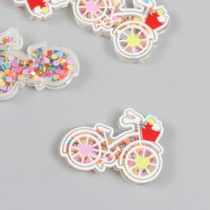 Шейкер для творчества акрил "Велосипед с корзинкой" с глиттером 0,5х4,2х3 см