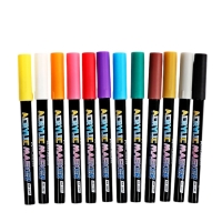 Набор маркеров акриловых 12 цветов, конусный наконечник 0,7мм