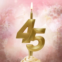 Свеча в торт &laquo;Юбилейная&raquo;, цифра 45, золотая