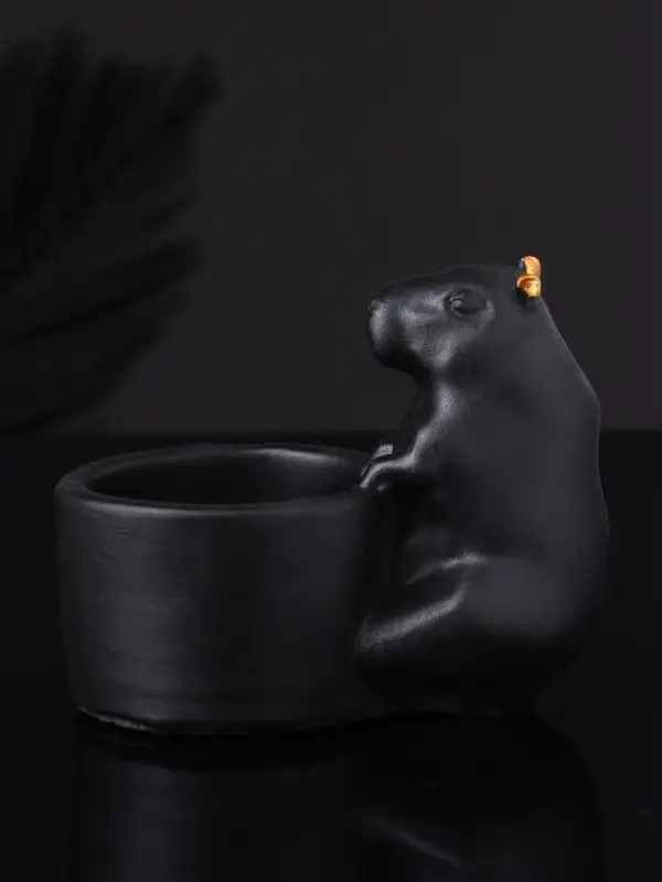 Подсвечник "Капибара" 6х9 см, чёрный