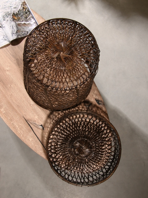 Корзина плетёная "Баскет" бамбук 39х39х50см, тёмная