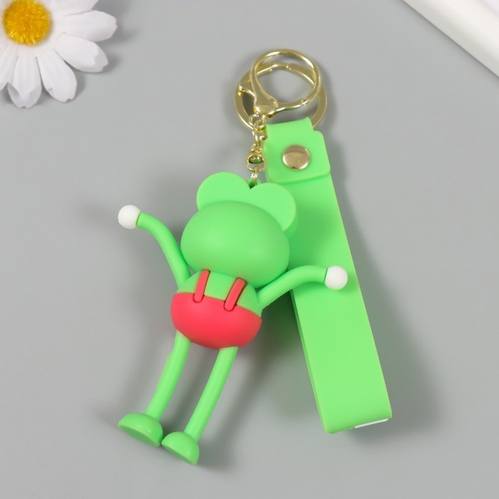 Брелок резина с карабином, ремешком "Лягуха" руки-ноги вытягиваются 3х4,7х8,8 см