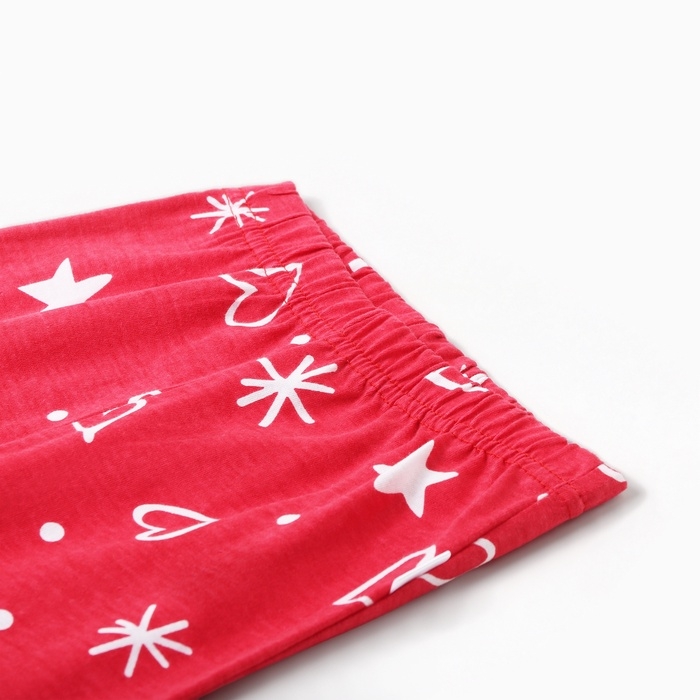 Новый год. Пижама детская НГ Пингвин, цвет белый/красный, рост 128