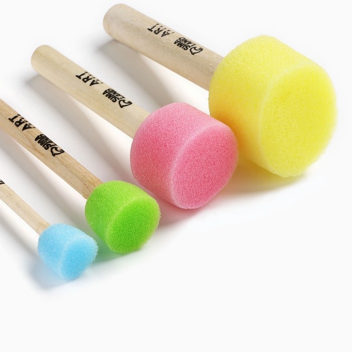 Кисть для рисования спонж набор 4 штуки, цветные &laquo;Коты-художники&raquo;