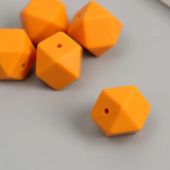Бусина силикон "Многогранник" медово-жёлтая d=1,7 см