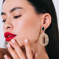 Серьги эмаль «Карибы» овал, цвет чёрный в золоте Серьги эмаль «Карибы» овал, цвет чёрный в золоте