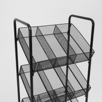 Стеллаж-накопитель разборный 4 этажа, 12 корзин, на колесах, 55&times;29&times;156 см, цвет чёрный