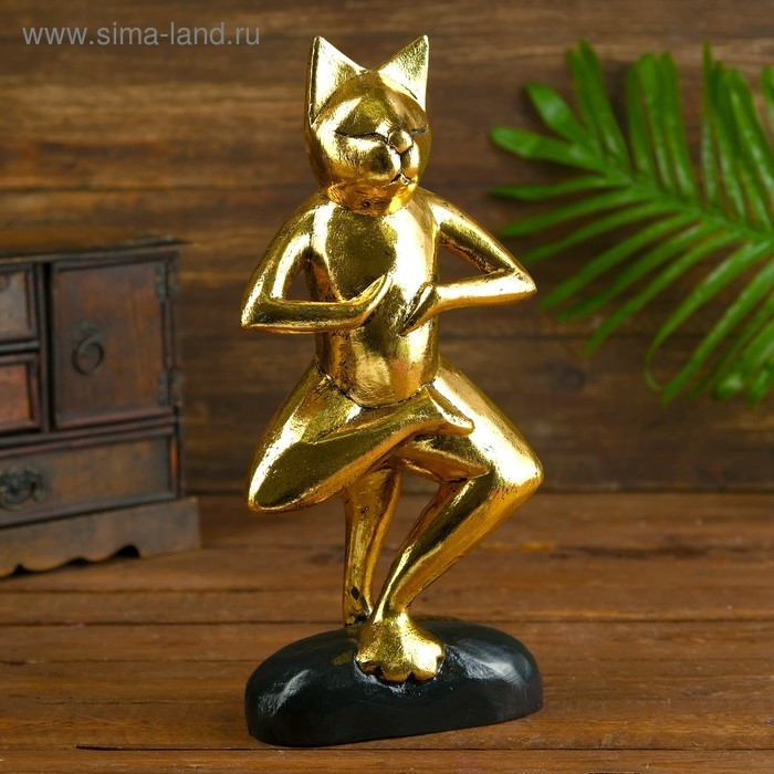 Сувенир дерево "Кот йог" 15х7х35 см