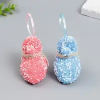 Подвесное украшение пасхальное &laquo;Кролик: посыпка, цветочек на шее&raquo;, набор 2 шт., 9 см, МИКС