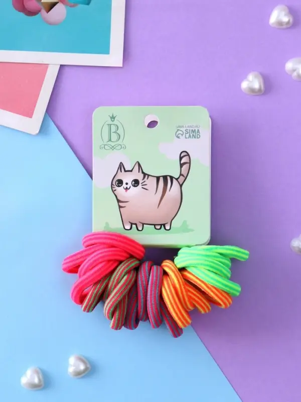 Резинка для волос &laquo;Кисонька&raquo;, набор 20 шт., радость, 2.5 см, МИКС