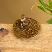 Подставка под благовония "Будда на тарелке" латунь 7 см