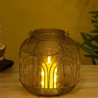 Подсвечник фонарь со стеклянной колбой 19х19х19,5 см, d 8,5 см, металл, цв. Золото