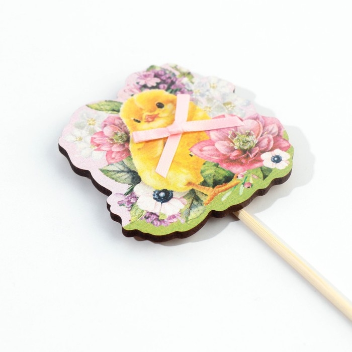 Топпер деревянный для украшения кулича &laquo;Цыплёнок&raquo; на пасху, 6.2&times;6.2 см