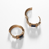 Серьги-кольца XUPING благородность, цвет синий в розовом золоте, d=1,8  см