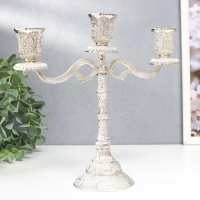 Подсвечник металл на 3 свечи "Раджа" состаренное серебро 22,5х8х24 см