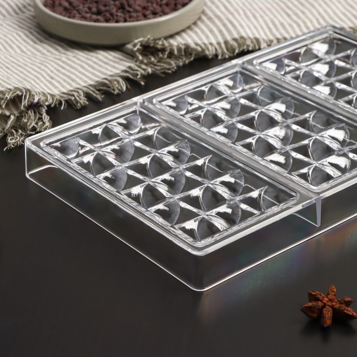 Форма для шоколада KONFINETTA «Акапулько», 27,5×17,5×2,5 см, 3 ячейки 15,3×7,5×0,8 см, цвет прозрачный Форма для шоколада KONFINETTA «Акапулько», 27,5×17,5×2,5 см, 3 ячейки 15,3×7,5×0,8 см, цвет прозрачный