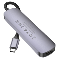 Адаптер Hoco HB28, HDMI/USB3.0/USB2.0/SD/TF/PD, 60 Вт, 3 А, 13.5 см, серый Адаптер Hoco HB28, HDMI/USB3.0/USB2.0/SD/TF/PD, 60 Вт, 3 А, 13.5 см, серый