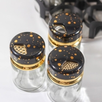 Набор для специй из стекла на подставке Magistro &laquo;Чёрный мрамор&raquo;, 6 шт, цвет чёрный