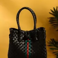 Сумка плетёная пластиковая 23х11х30 см, цв. чёрный