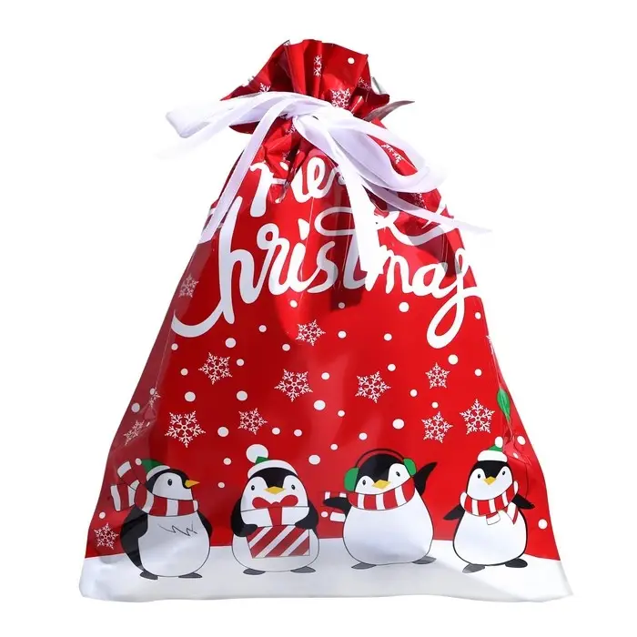 Пакет подарочный с завязками, &laquo;Пингвины&raquo;, 24&times;32 см