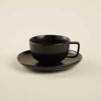 Чайная пара фарфоровая SL Home &laquo;Дарк&raquo;, 2 предмета: чашка 300 мл, блюдце d=16,5 см, цвет чёрный