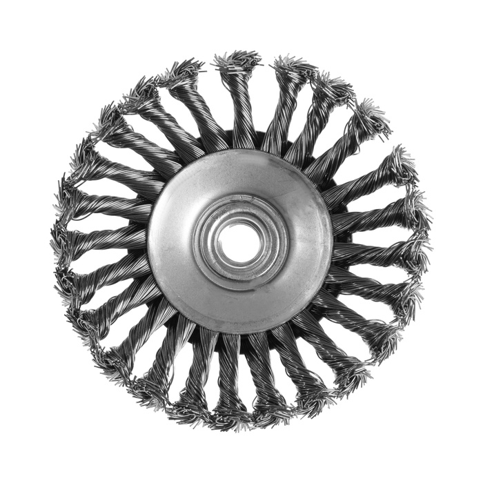 Щетка металлическая для УШМ ТУНДРА, крученая проволока, Щетка металлическая для УШМ ТУНДРА, крученая проволока, "тарелка", М14, 125 мм