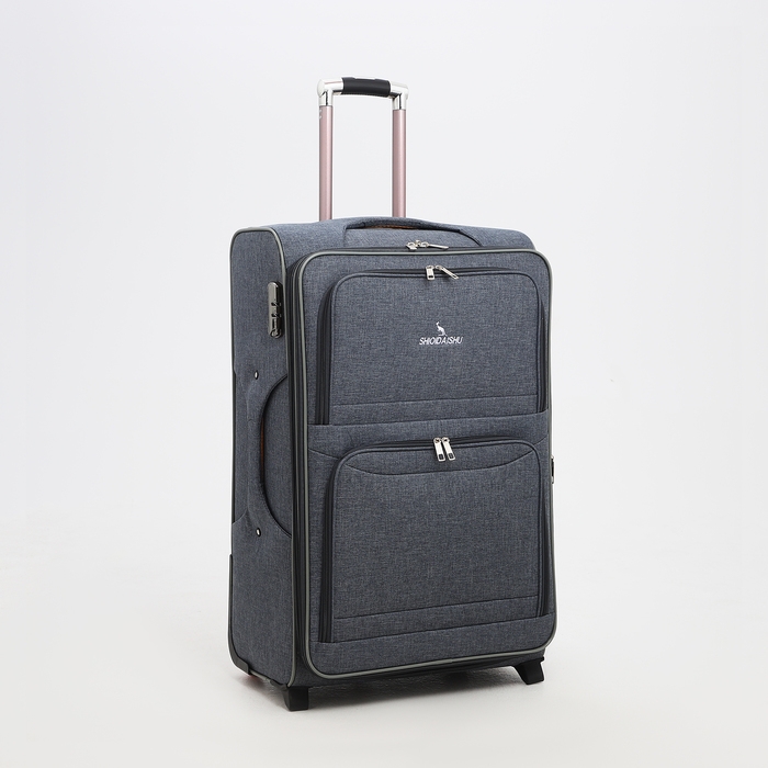 Чемодан большой 95 л (L), отдел на молнии, с расширением, кодовый замок, 3 колеса, 2 наружных кармана, цвет серый