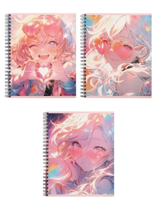 Компл тетр из 3шт 96л кл на гребне Аниме. Девочка в очках, обл мел карт, офсет (10296905)