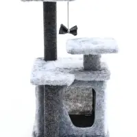 Домик для кошек с когтеточкой, квадратный, 3х-этажный, 33 &times; 42 &times; 63 см, ковролин, серая