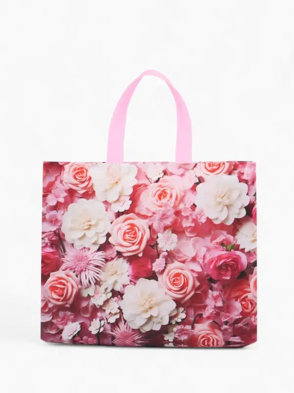 Сумка для покупок Цветы, 32*10*26. отд без молнии,  розовый