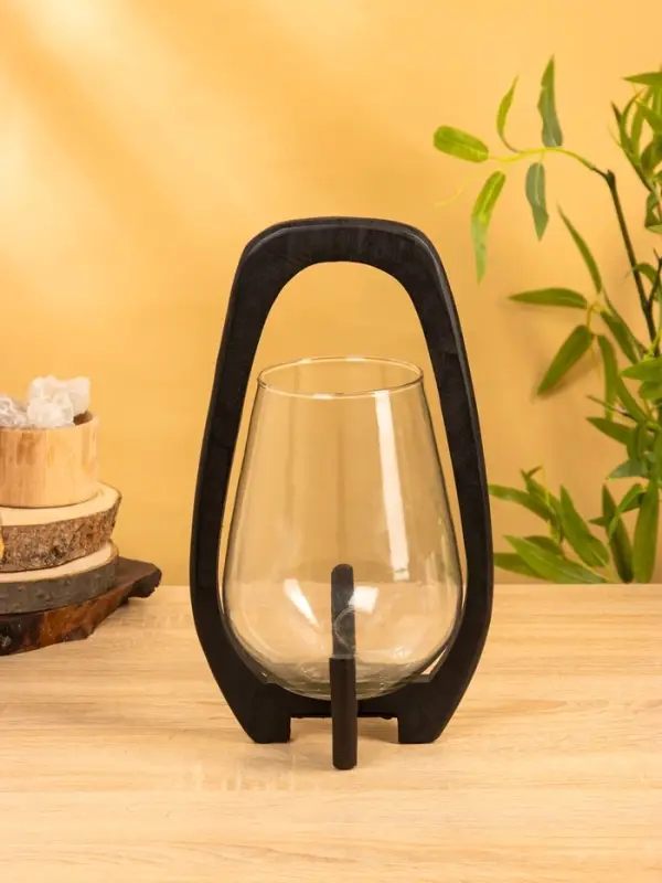 Подсвечник "Аура" 18х19х33 см, стекло, дерево