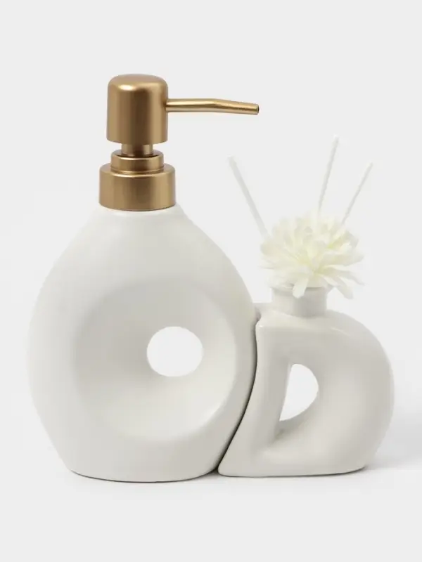 Набор для ванной "", 2 предмета (Дозатор и диффузор), цвет белый