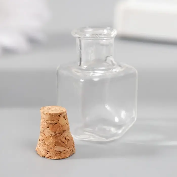 Декор для творчества стекло "Баночка с пробкой" 1,5х1,5х2,5 см