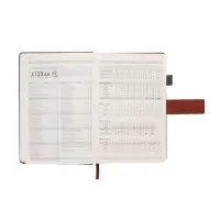 Ежедневник недатированный формат А5, с хлястиком, 128л, линия, пвх, Коричневый