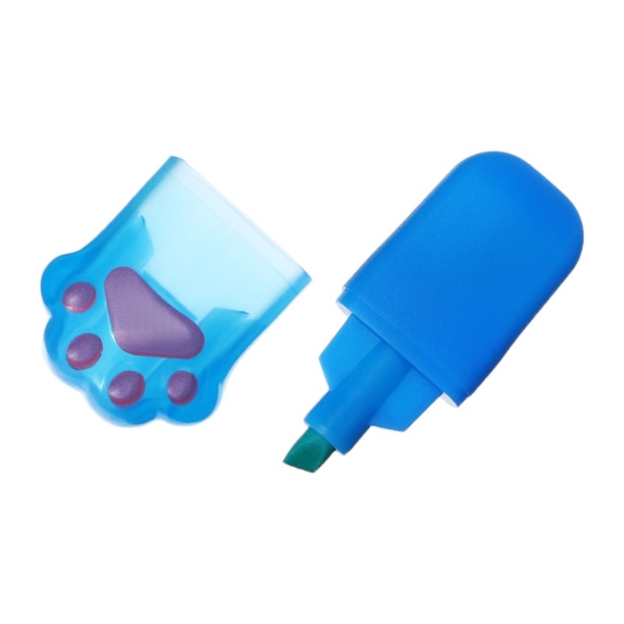 Набор маркеров текстовыделителей 6 штук 6 цветов, в пенале на молнии Лапки неон