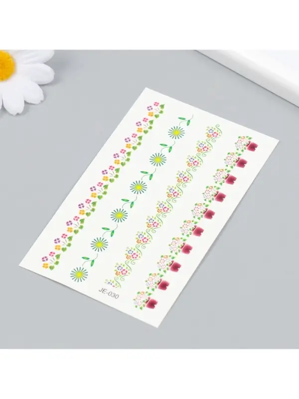 Переводные тату на тело цветные &laquo;Цветочные ленты&raquo;, 12&times;7.5 см